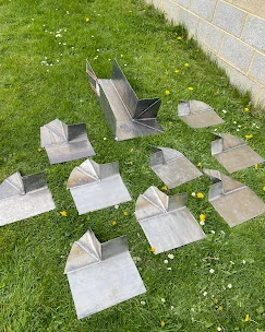 Roof tiles on grass
